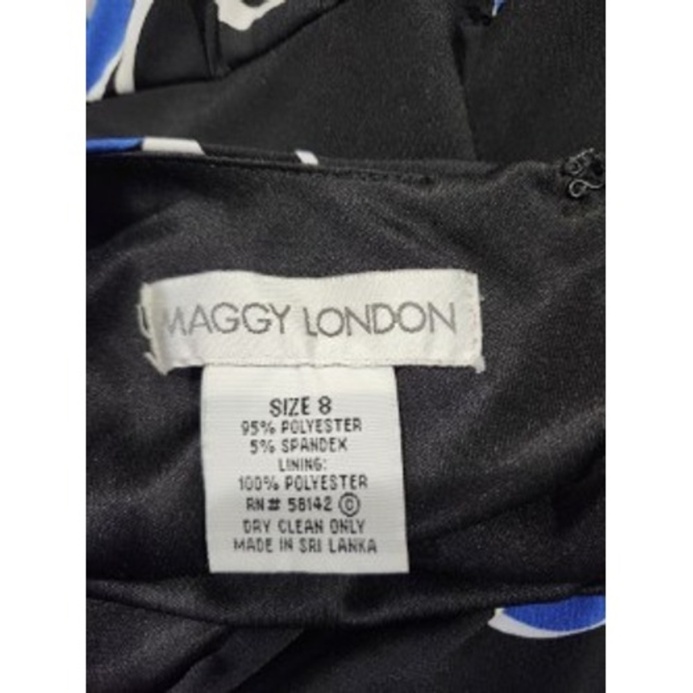Maggy London Floral Print Dress Black Blue Green White Women's Size 8 - Picture 4 of 4